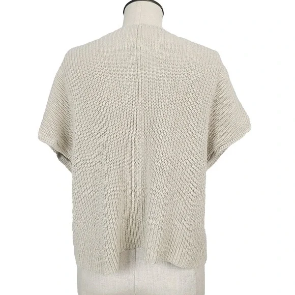 Free People Beach Freya Sweater Beige Cotton Short Sleeve Patch Pocket Top L - Picture 4 of 9